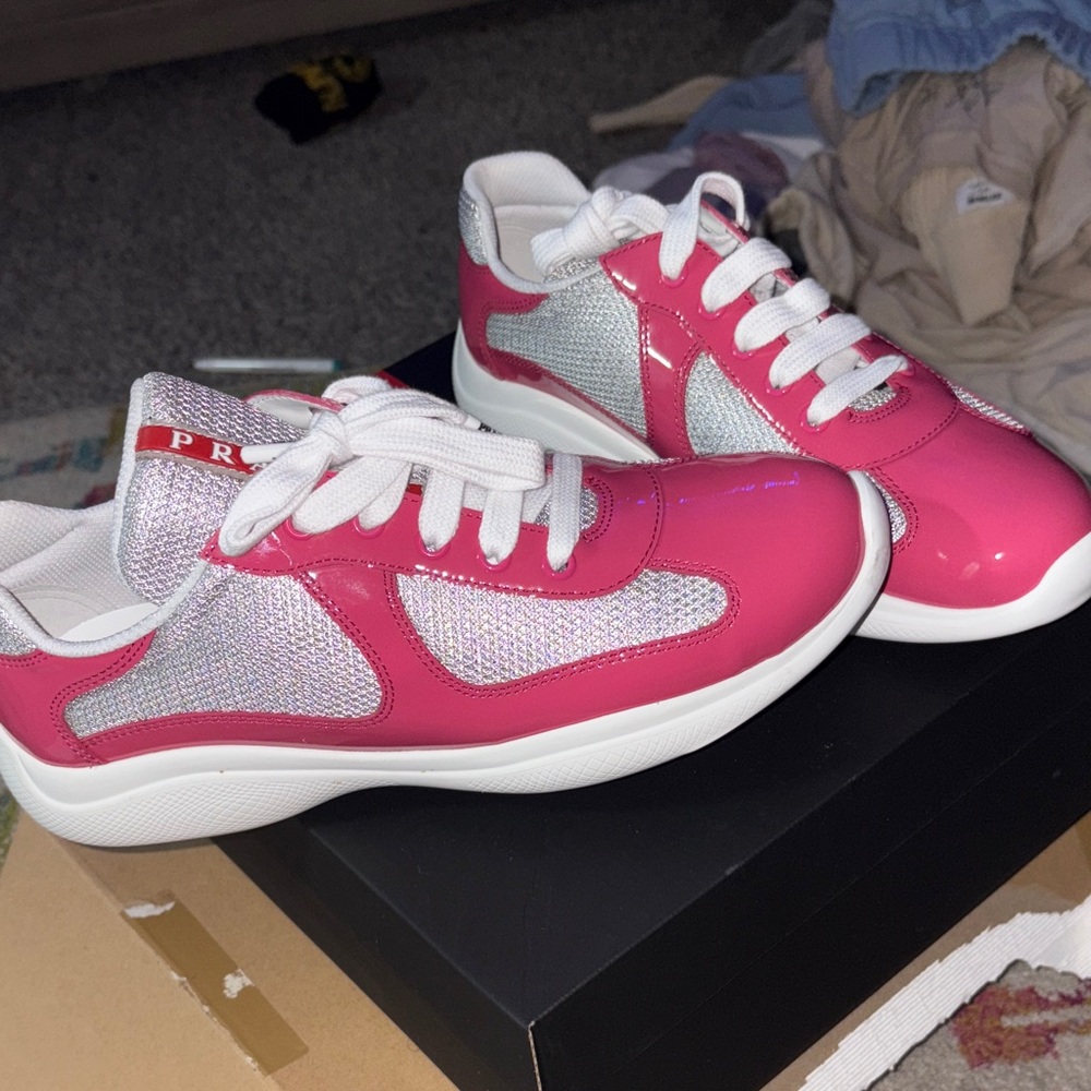 Prada Fuchsia and White Women's Sneakers - Picture 2 of 4